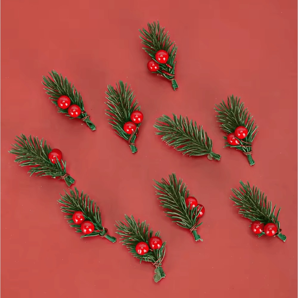 Mini Artificial Red Berries Bouquet Plastic Pine Needle Berry Home And Party Decoration For Christm 0