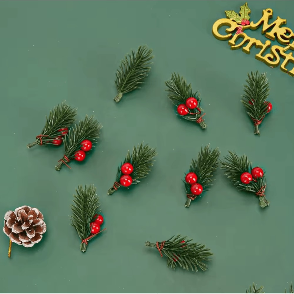 Mini Artificial Red Berries Bouquet Plastic Pine Needle Berry Home And Party Decoration For Christm 1