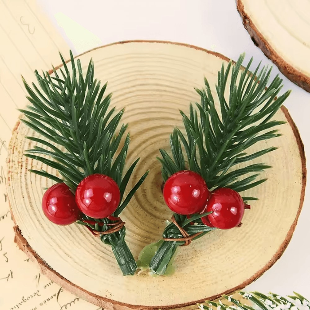 Mini Artificial Red Berries Bouquet Plastic Pine Needle Berry Home And Party Decoration For Christm 2