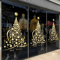 Golden Christmas Window Stickers Garland Holiday Decal Decorations For Home Shopping Mall And Glass 0
