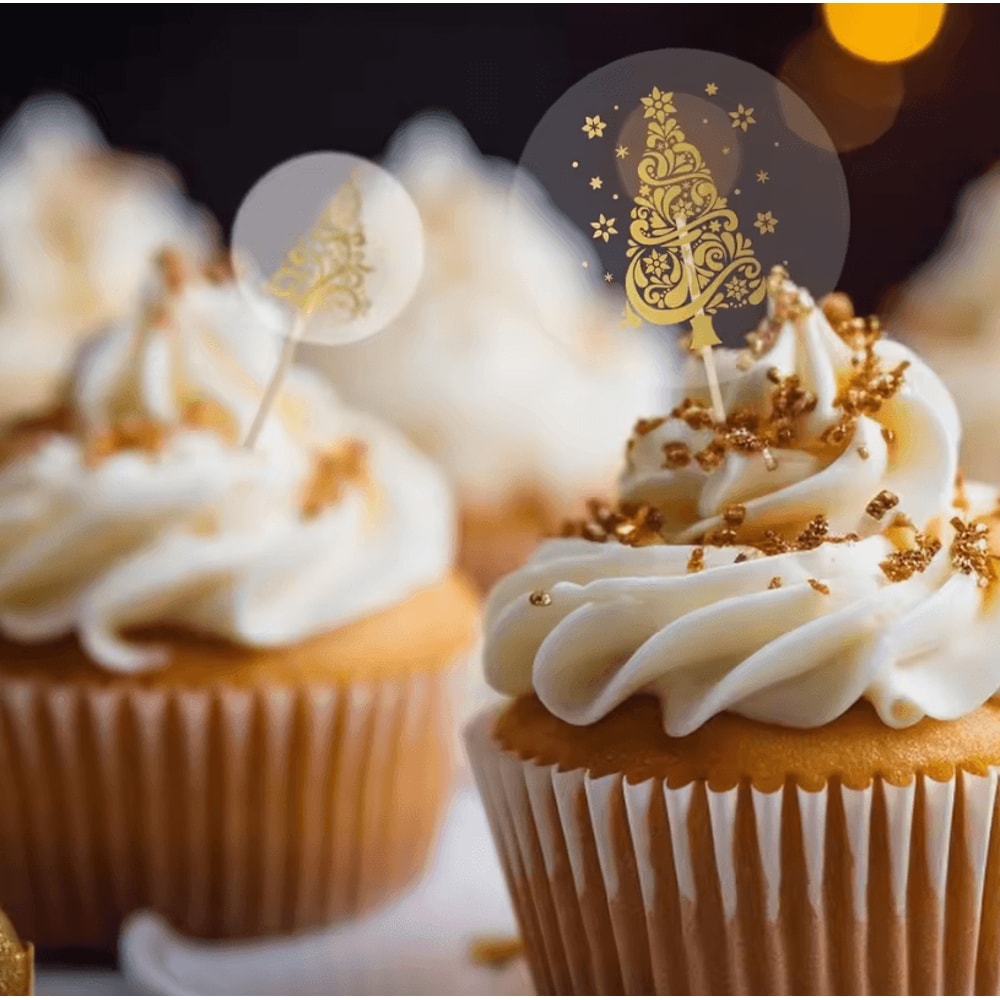 500pcs Christmas Stickers Golden Foil Christmas Tree Sealing Stickers Clear Vinyl Decals For Gifts 4