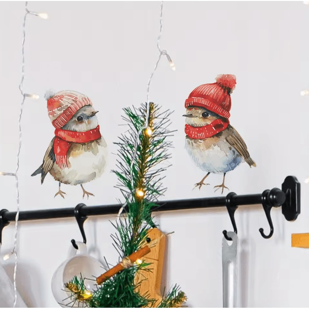 Christmas Holiday Window Clings Festive Bird Decor Stickers For Home Bathroom Thanksgiving And New 2