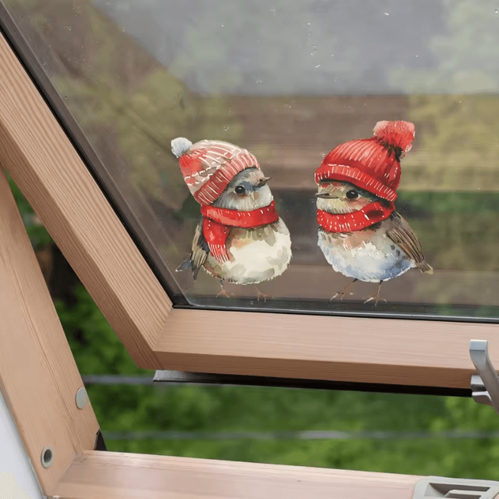 Christmas Holiday Window Clings Festive Bird Decor Stickers For Home Bathroom Thanksgiving And New 3