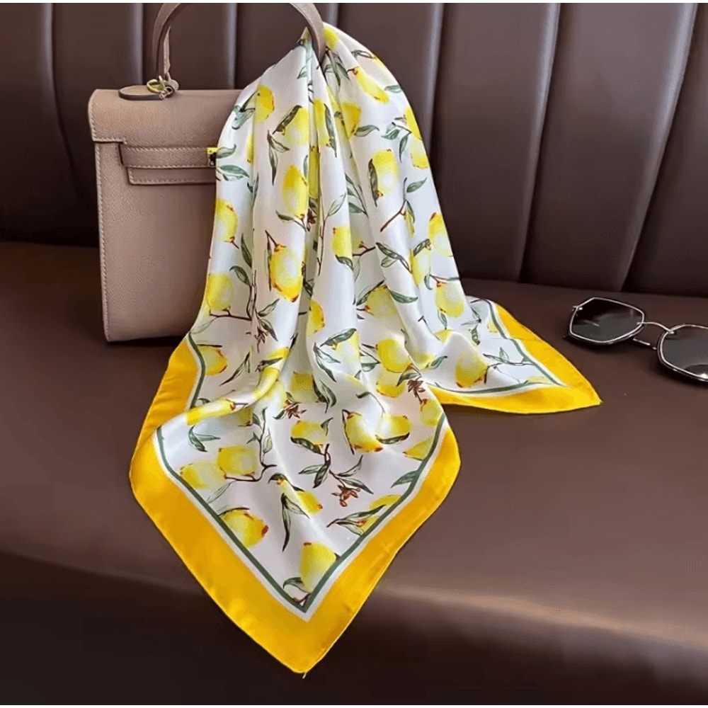 Lemon Pattern Lemon Pattern Silk Scarf Lightweight Square Scarf For Women Fashion Neck Headband And 0