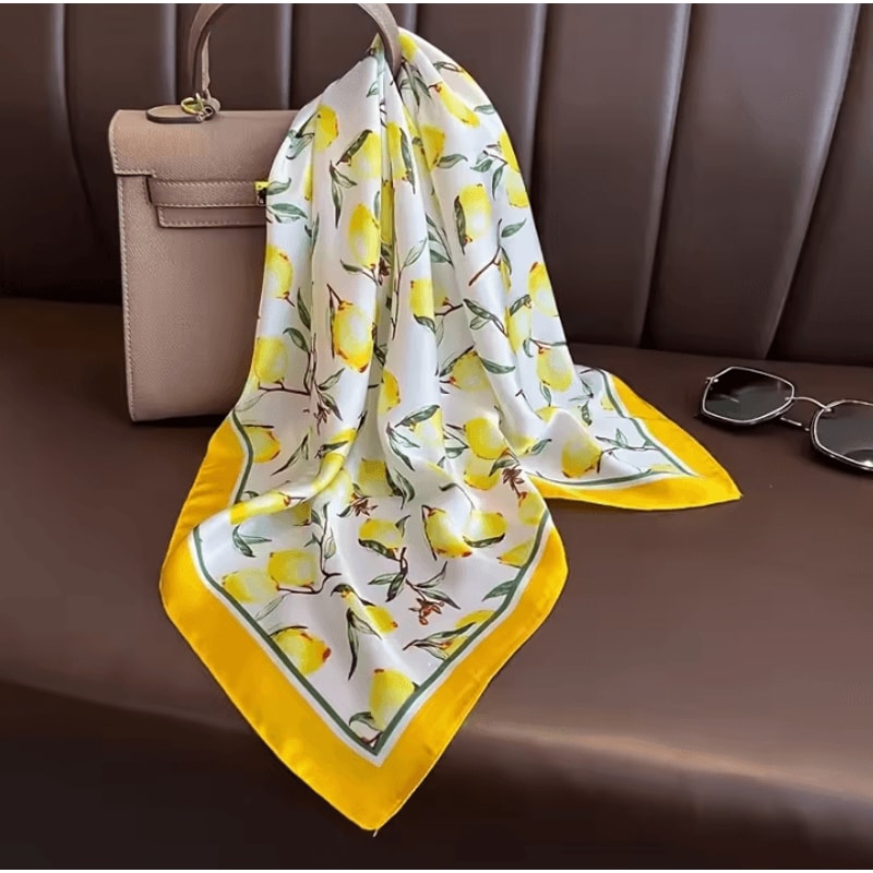 Lemon Pattern Lemon Pattern Silk Scarf Lightweight Square Scarf For Women Fashion Neck Headband And 0
