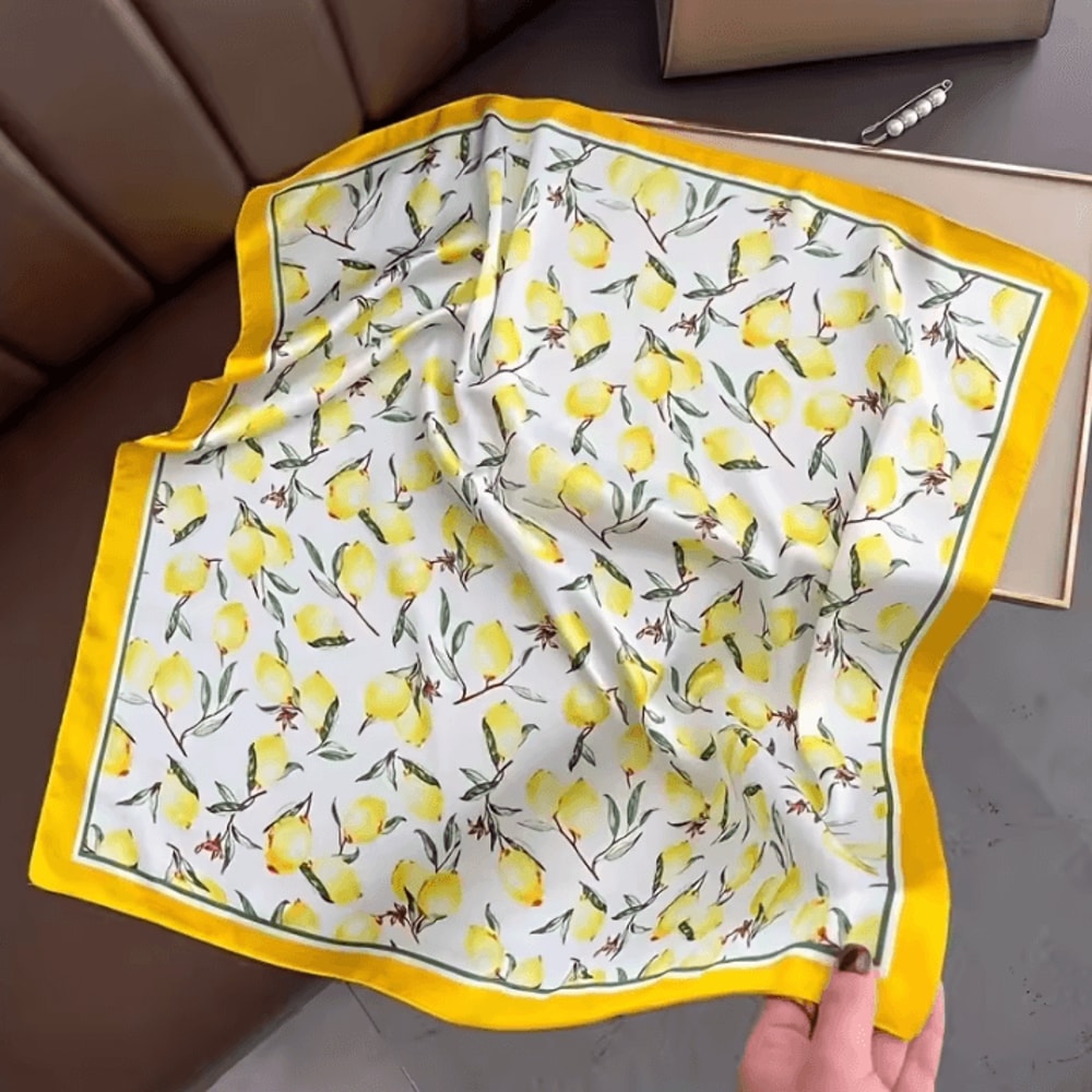Lemon Pattern Lemon Pattern Silk Scarf Lightweight Square Scarf For Women Fashion Neck Headband And 2