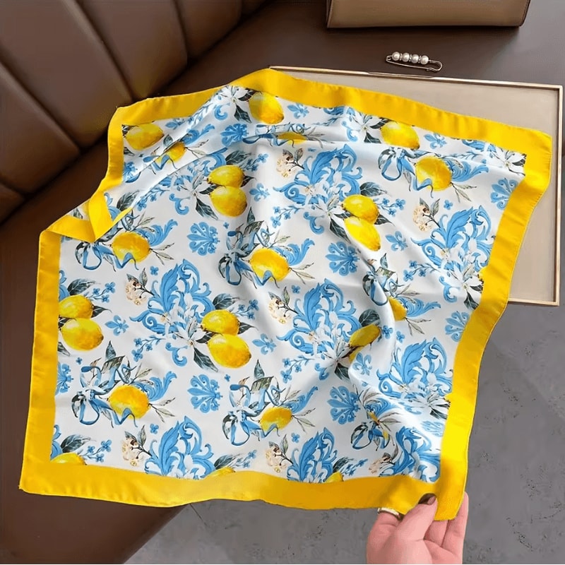 Lemon Pattern Lemon Pattern Silk Scarf Lightweight Square Scarf For Women Fashion Neck Headband And 6