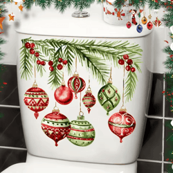 christmas christmas toilet stickers reusable self-adhesive pvc bathroom decals for toilet lid and home decoration