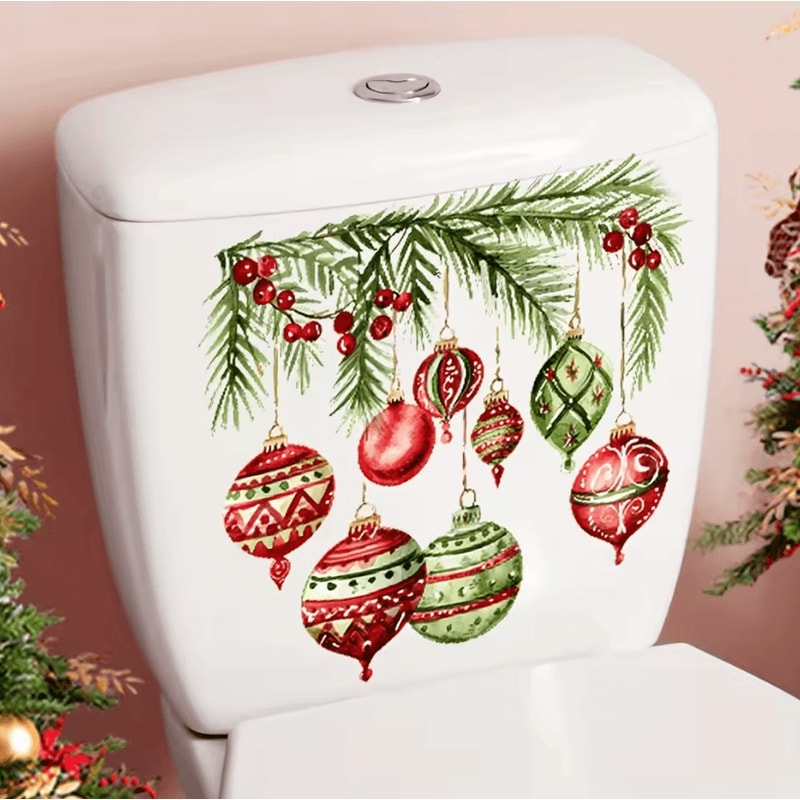 Christmas Christmas Toilet Stickers Reusable SelfAdhesive PVC Bathroom Decals For Toilet Lid And Ho 1