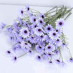 5pcs artificial small daisies lifelike faux mini daisy flowers for home vase decor, wedding party table centerpieces