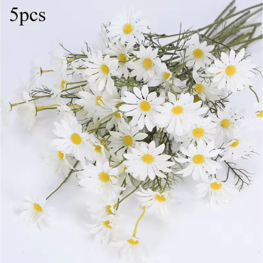 5pcs Artificial Small Daisies Lifelike Faux Mini Daisy Flowers For Home Vase Decor Wedding Party Ta 9
