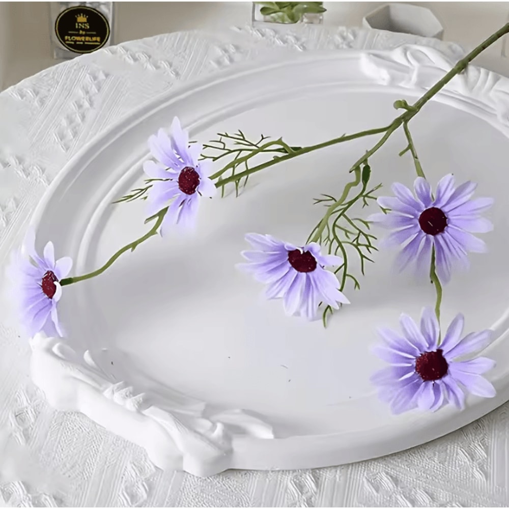 5pcs Artificial Small Daisies Lifelike Faux Mini Daisy Flowers For Home Vase Decor Wedding Party Ta 2