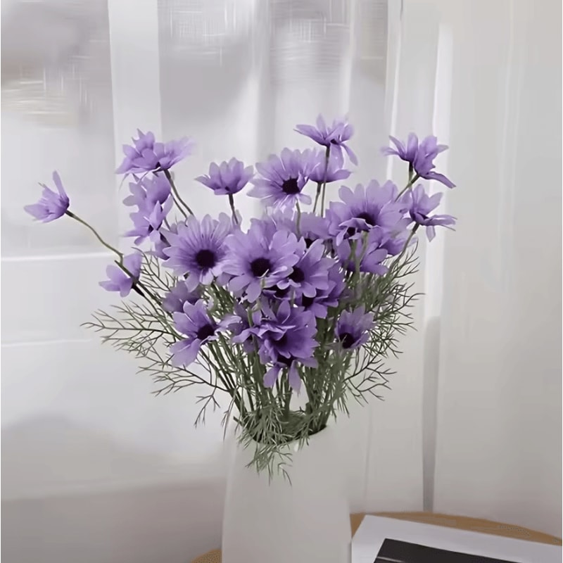 5pcs Artificial Small Daisies Lifelike Faux Mini Daisy Flowers For Home Vase Decor Wedding Party Ta 3