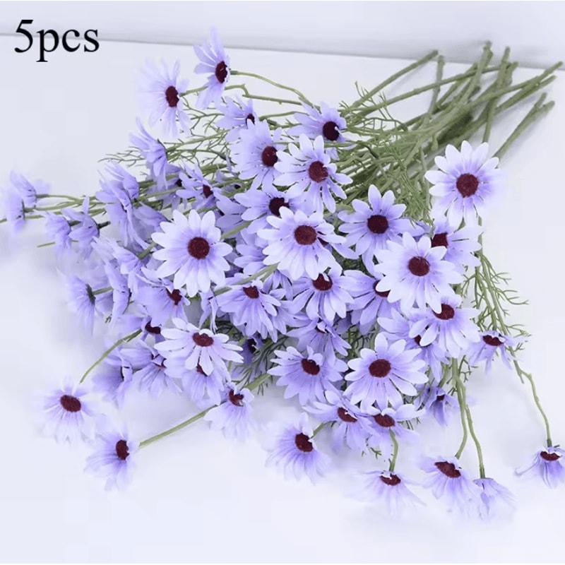5pcs Artificial Small Daisies Lifelike Faux Mini Daisy Flowers For Home Vase Decor Wedding Party Ta 6