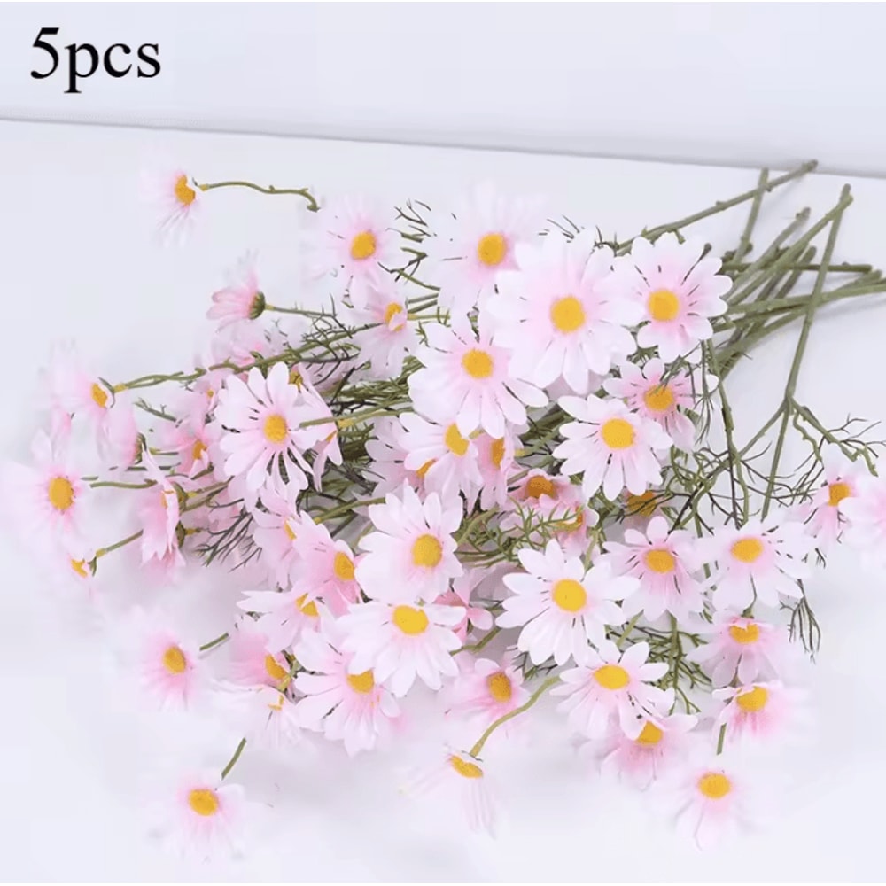 5pcs Artificial Small Daisies Lifelike Faux Mini Daisy Flowers For Home Vase Decor Wedding Party Ta 8