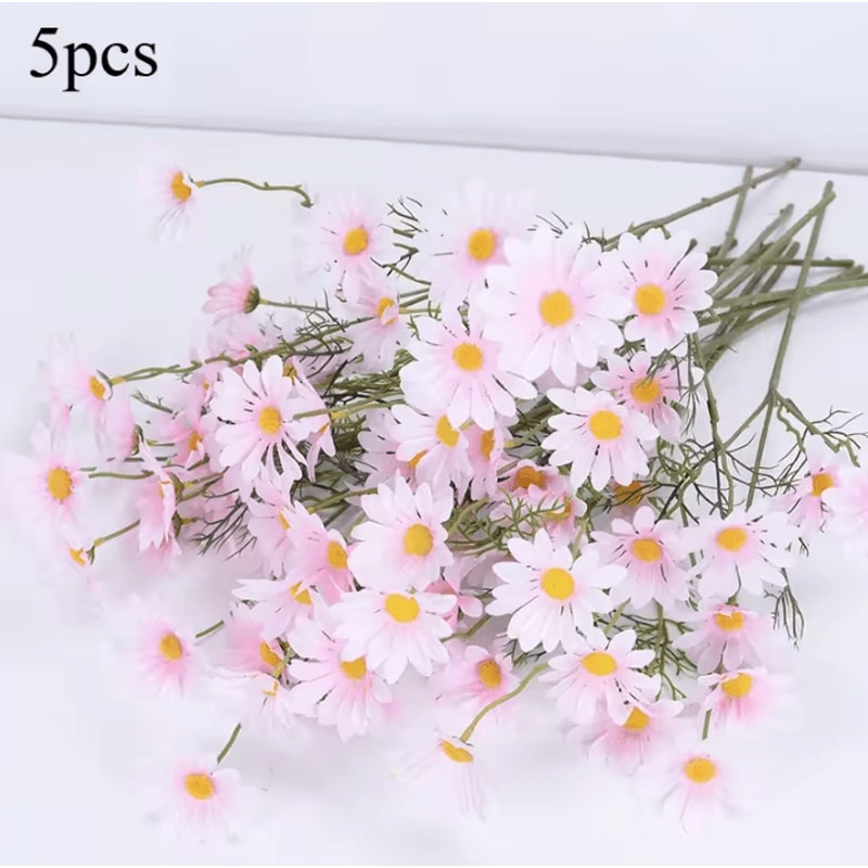5pcs Artificial Small Daisies Lifelike Faux Mini Daisy Flowers For Home Vase Decor Wedding Party Ta 8