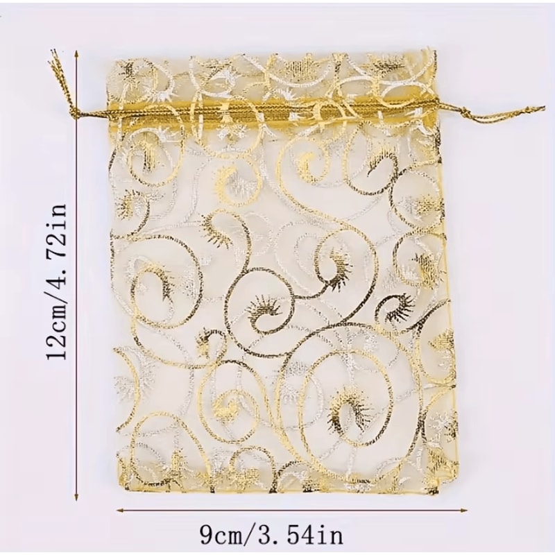 100pcs Golden Mesh Drawstring Bags Party Favor Gift Pouches For Candy Makeup Jewelry And Accessorie 5