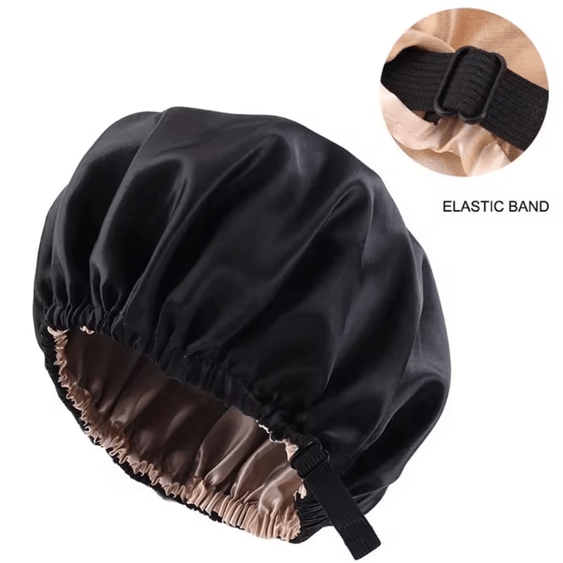 Satin Hair Cap For Sleeping Silk Night Hair Care Hat With Adjustable Button Headwear 2