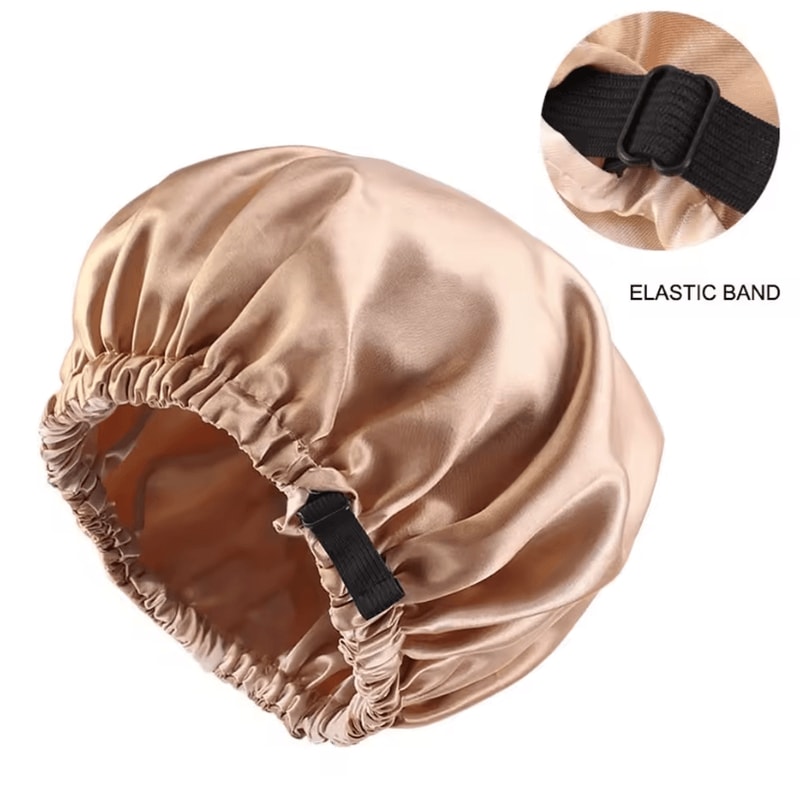 Satin Hair Cap For Sleeping Silk Night Hair Care Hat With Adjustable Button Headwear 4