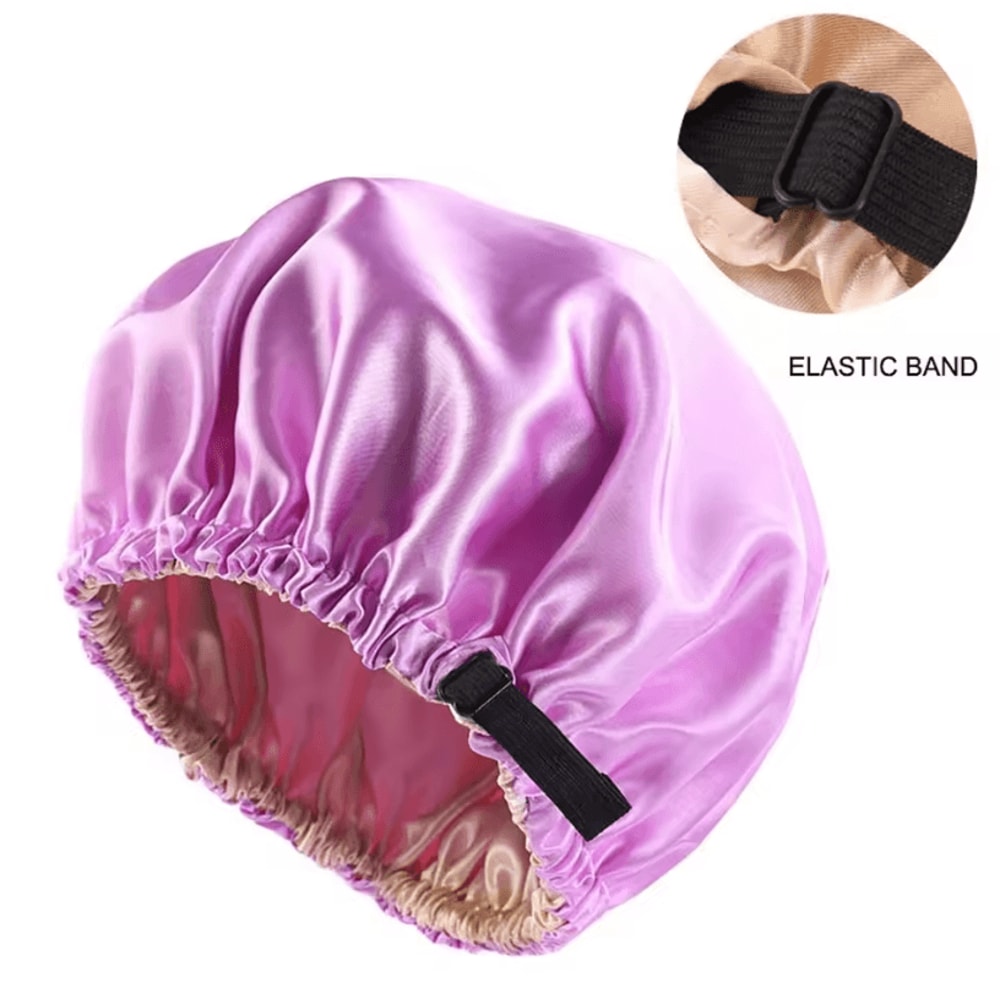 Satin Hair Cap For Sleeping Silk Night Hair Care Hat With Adjustable Button Headwear 6