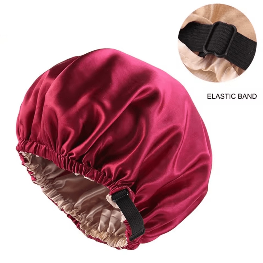 Satin Hair Cap For Sleeping Silk Night Hair Care Hat With Adjustable Button Headwear 7