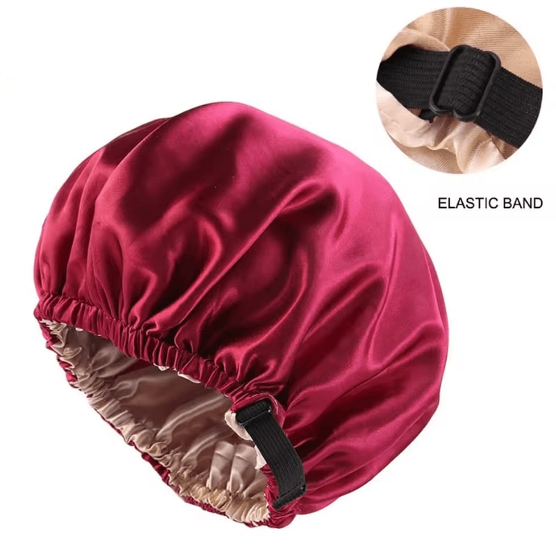 Satin Hair Cap For Sleeping Silk Night Hair Care Hat With Adjustable Button Headwear 7