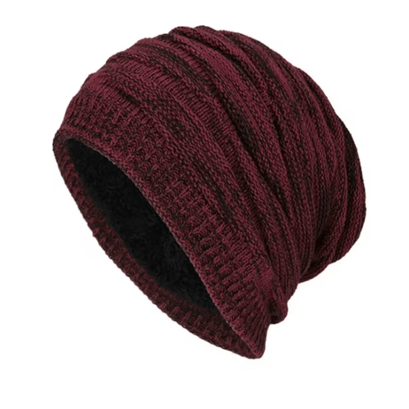 Winter Warm Knitted Woolen Skullies Beanie Hat Velvet Lined Diamond Pattern For Men 2