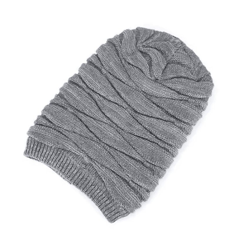 Winter Warm Knitted Woolen Skullies Beanie Hat Velvet Lined Diamond Pattern For Men 3
