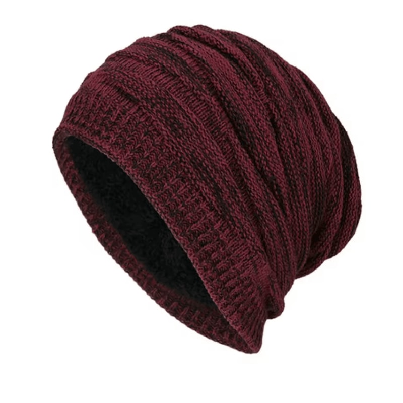 Winter Warm Knitted Woolen Skullies Beanie Hat Velvet Lined Diamond Pattern For Men 10