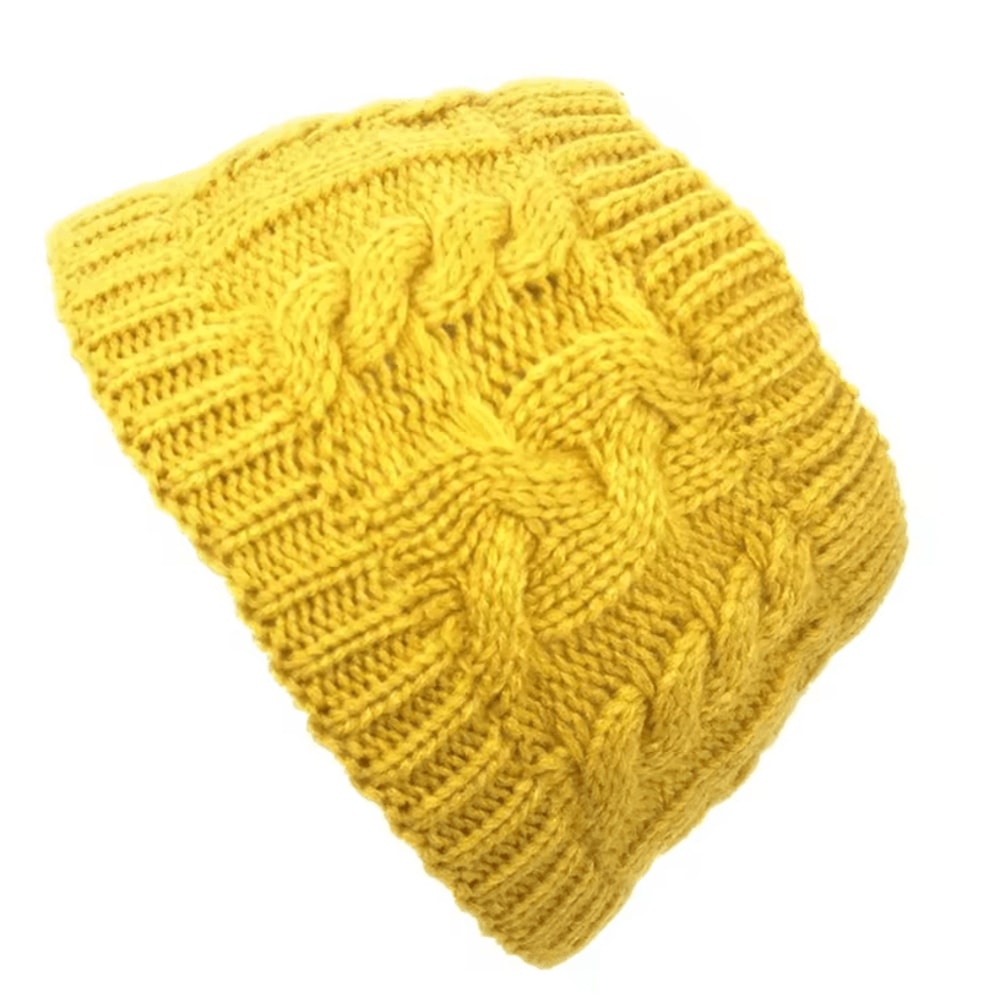 One Size Warm Winter Skullies Beanie Solid Color Knit Wool Hat Fashion Snow Cap For Women 1