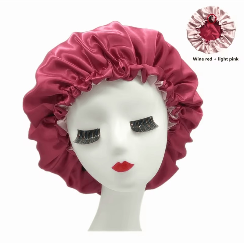 Reversible Satin Bonnet Hair Cap Double Layer Sleep Night Head Cover For Curly And Styled Hair 1
