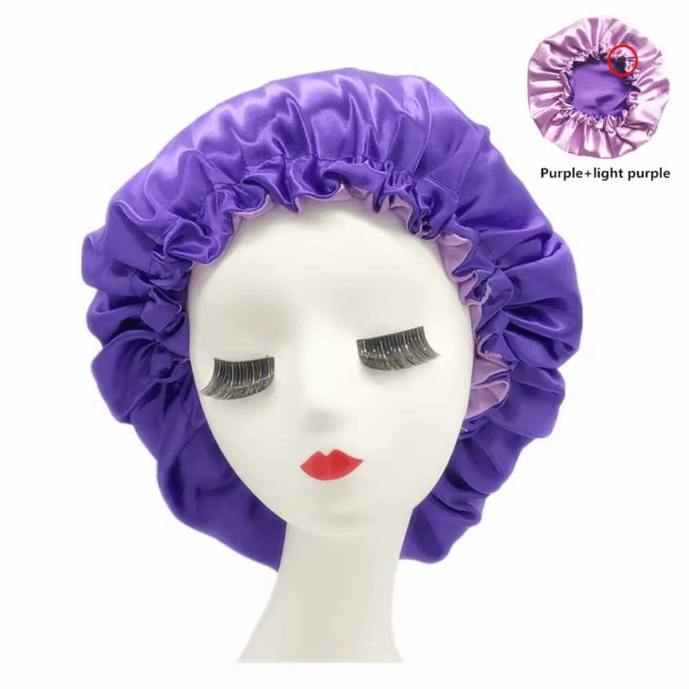 Reversible Satin Bonnet Hair Cap Double Layer Sleep Night Head Cover For Curly And Styled Hair 2