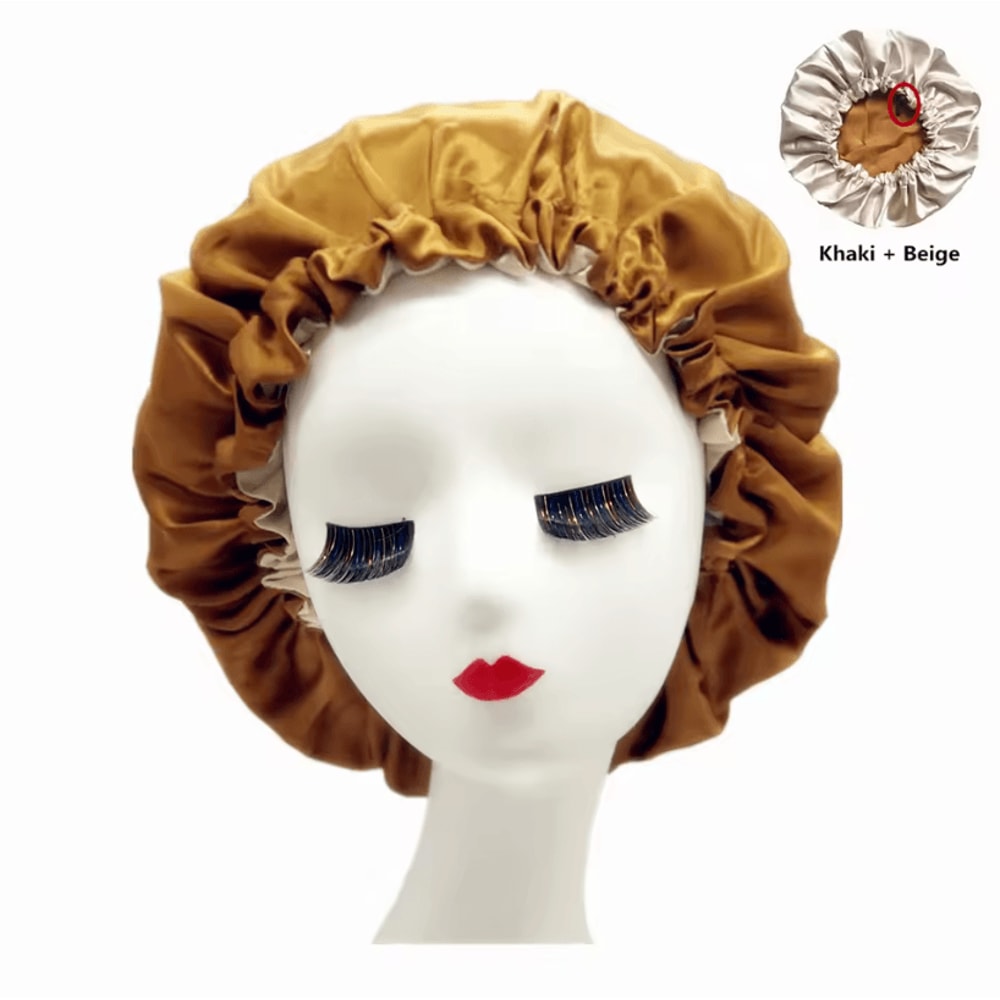 Reversible Satin Bonnet Hair Cap Double Layer Sleep Night Head Cover For Curly And Styled Hair 3