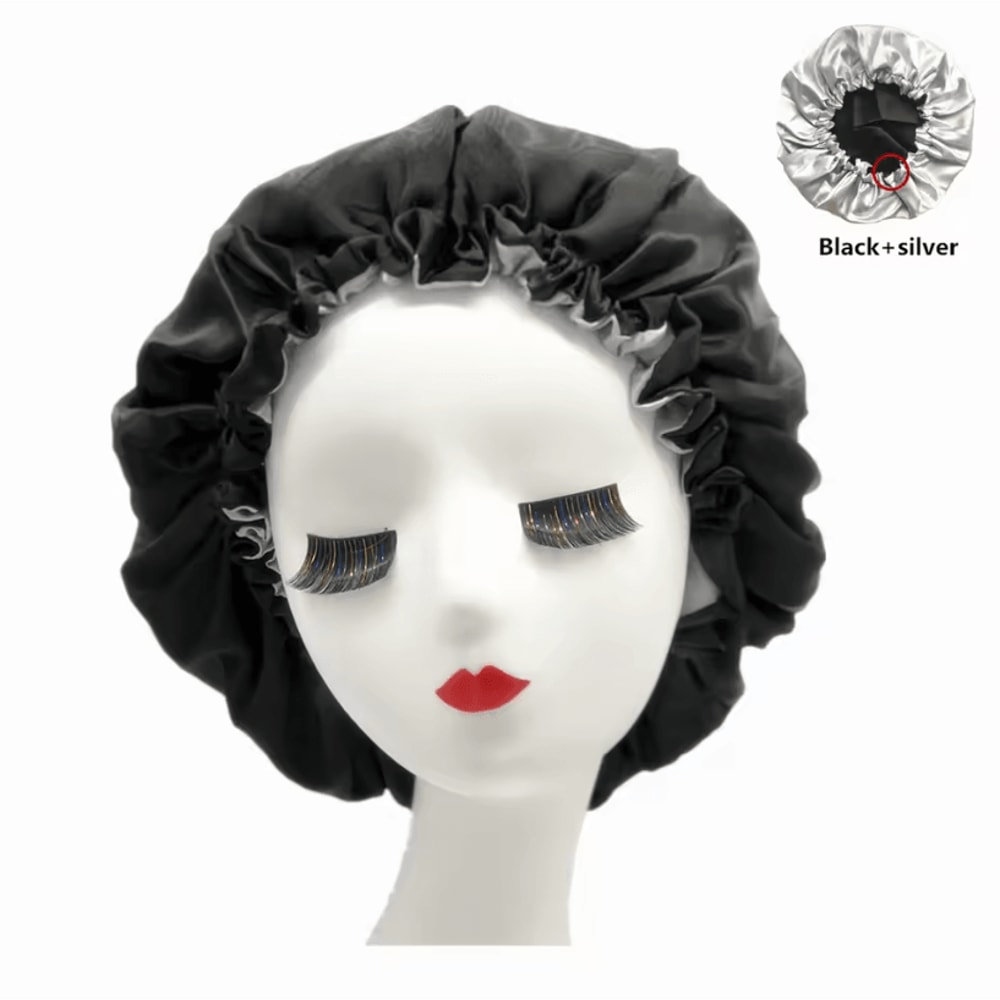 Reversible Satin Bonnet Hair Cap Double Layer Sleep Night Head Cover For Curly And Styled Hair 4