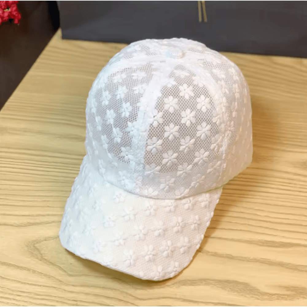 Lace Flower Baseball Cap Summer Sunscreen Breathable Hollow Sunshade Hat For Women 5