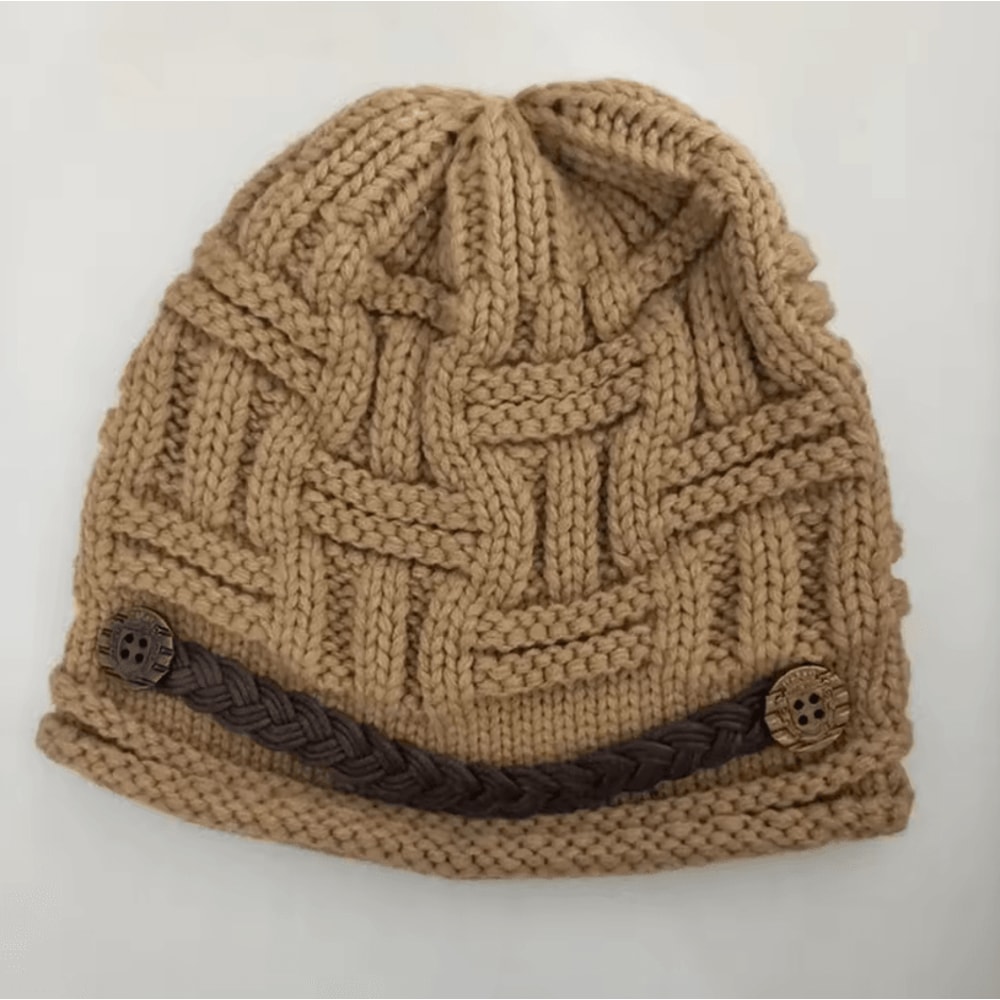 Warm Wool Knitted Hat Cute Curling Belt Hip Hop Winter Beanie With Ear Protection 2