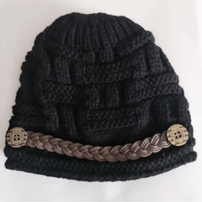 Warm Wool Knitted Hat Cute Curling Belt Hip Hop Winter Beanie With Ear Protection 3