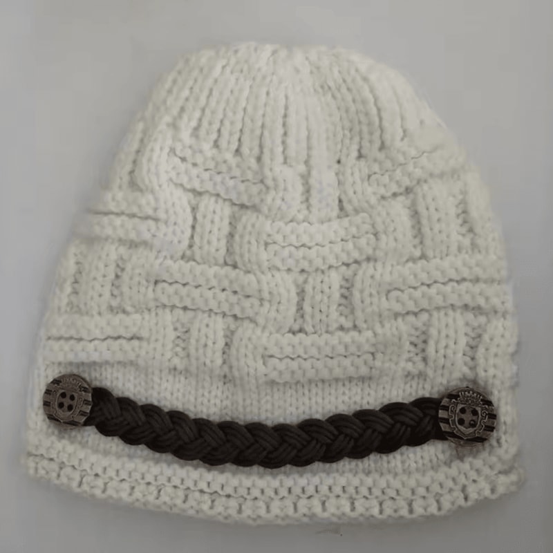 Warm Wool Knitted Hat Cute Curling Belt Hip Hop Winter Beanie With Ear Protection 4