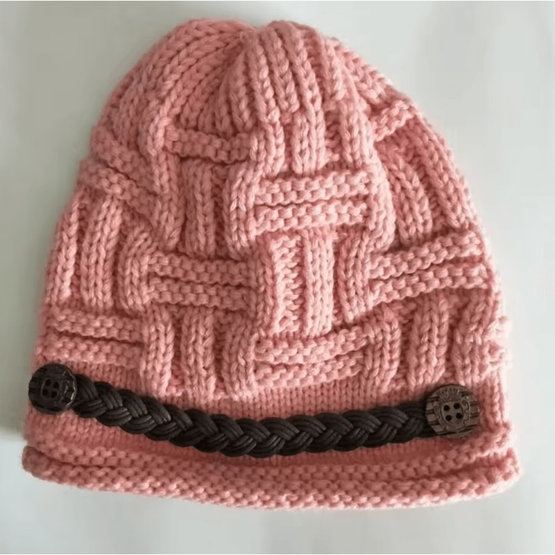 Warm Wool Knitted Hat Cute Curling Belt Hip Hop Winter Beanie With Ear Protection 5