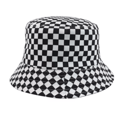 black and white checkered fisherman hat unisex hip hop street graffiti skateboard cap