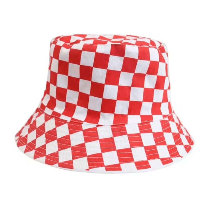 Black And White Checkered Fisherman Hat Unisex Hip Hop Street Graffiti Skateboard Cap 1