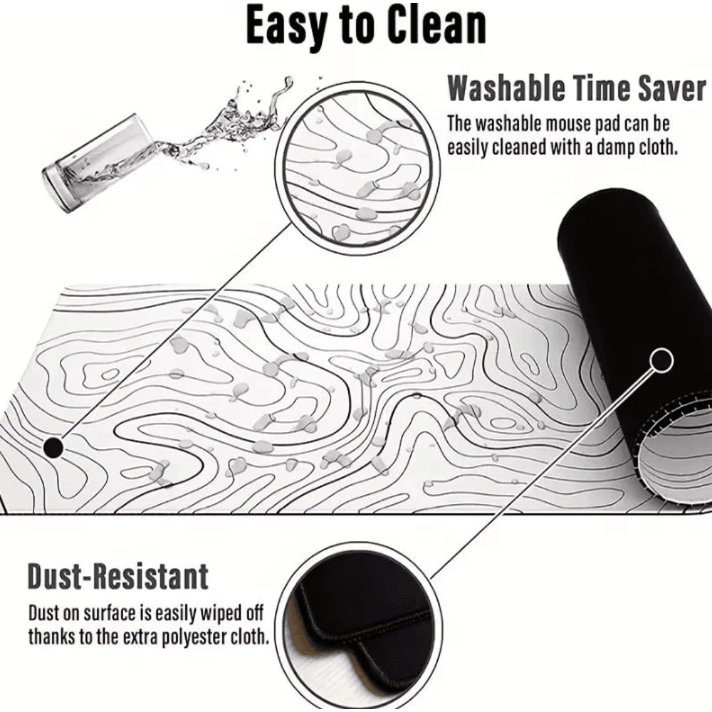 Extended Desk Mouse Pad With Stitched Edges And Non Slip Rubber Base For Desk And Gaming 2