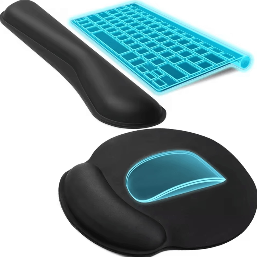 2Piece Keyboard And Mouse Wrist Rest Set With Silky Gel Memory Foam For Ergonomic Comfort 0