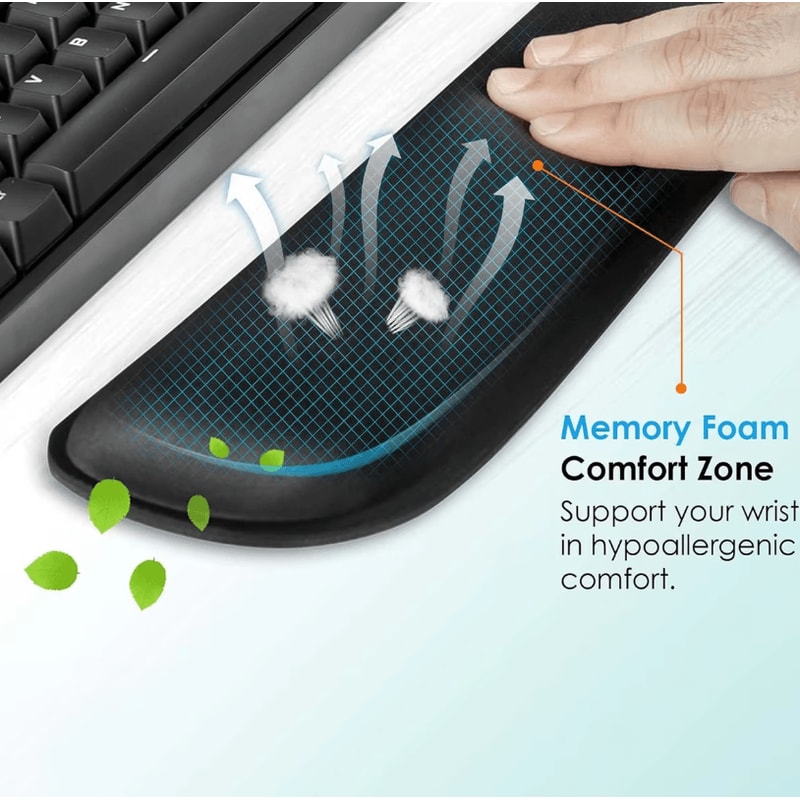 2Piece Keyboard And Mouse Wrist Rest Set With Silky Gel Memory Foam For Ergonomic Comfort 2