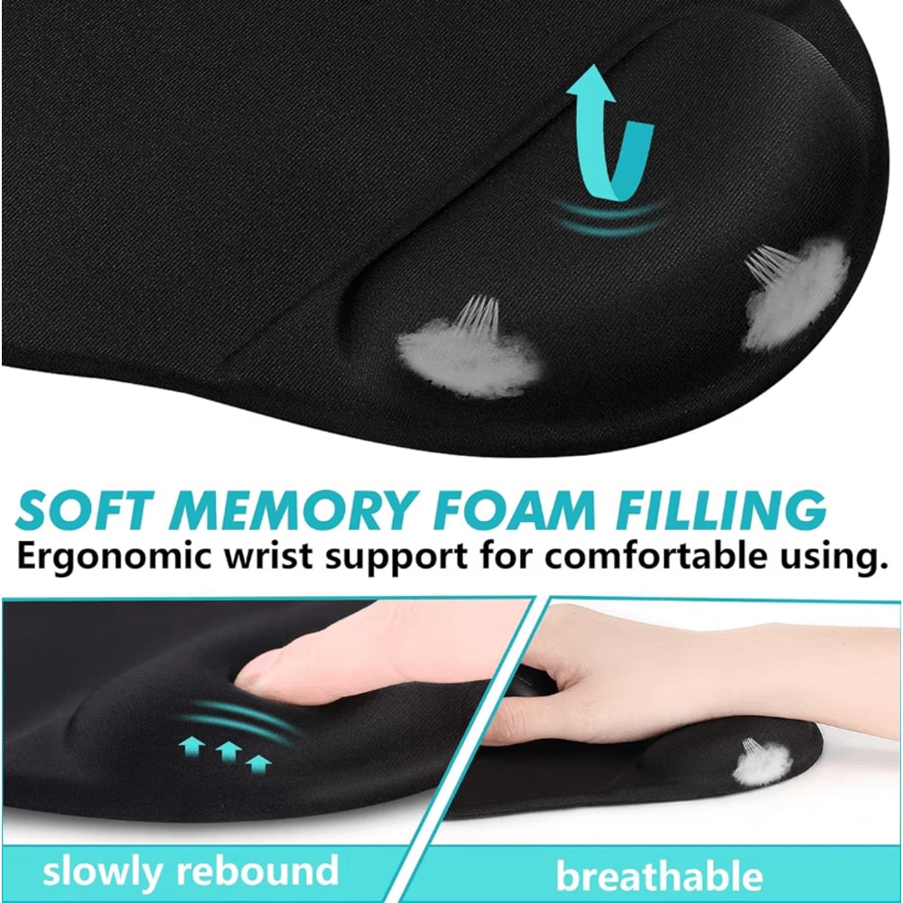 2Piece Keyboard And Mouse Wrist Rest Set With Silky Gel Memory Foam For Ergonomic Comfort 3