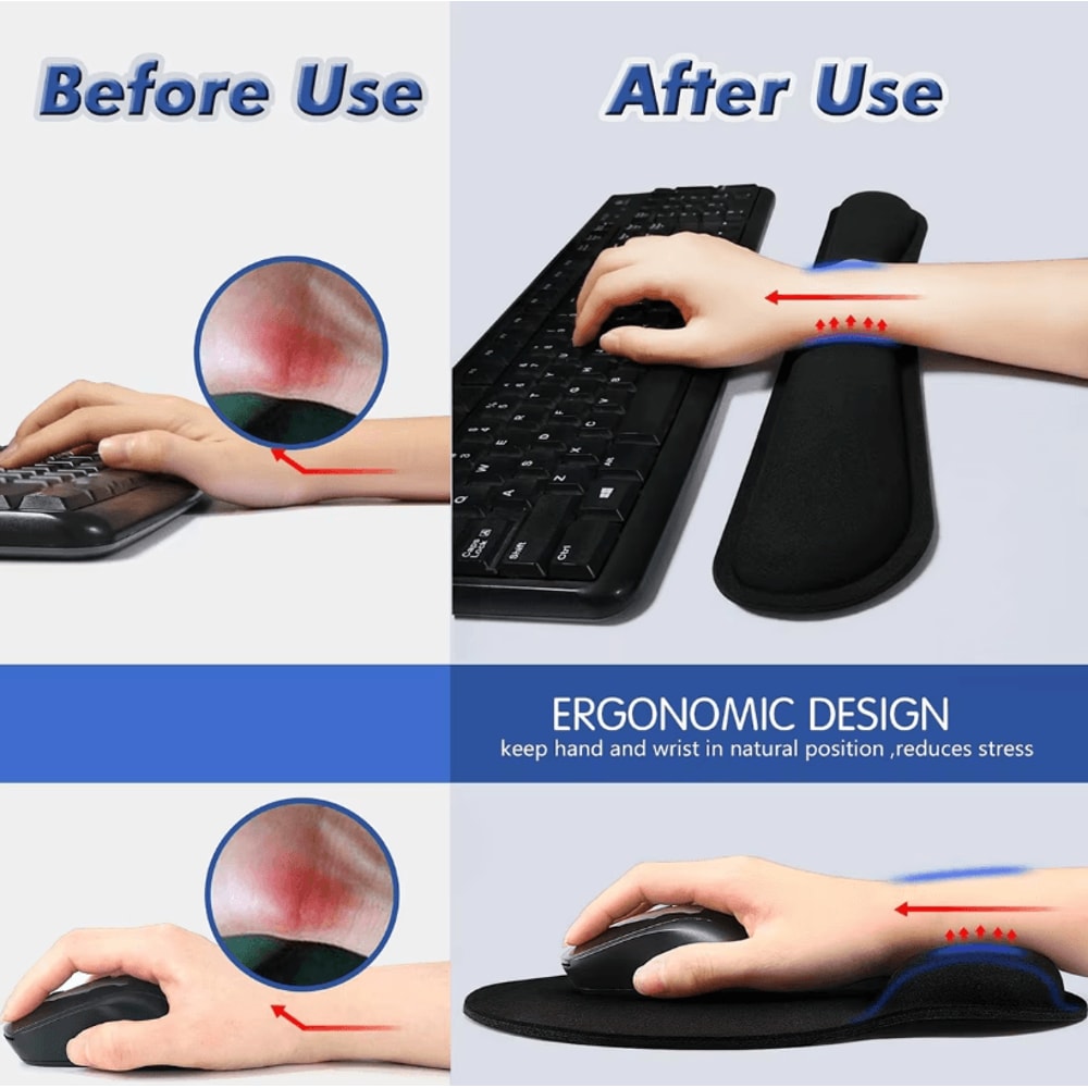 2Piece Keyboard And Mouse Wrist Rest Set With Silky Gel Memory Foam For Ergonomic Comfort 4
