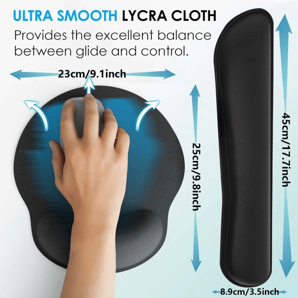 2Piece Keyboard And Mouse Wrist Rest Set With Silky Gel Memory Foam For Ergonomic Comfort 5