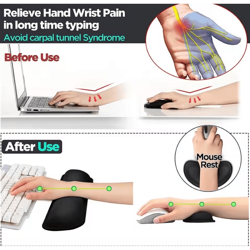2Pcs Keyboard And Mouse Wrist Rest Set With Silky Gel Memory Foam For Ergonomic Comfort 1