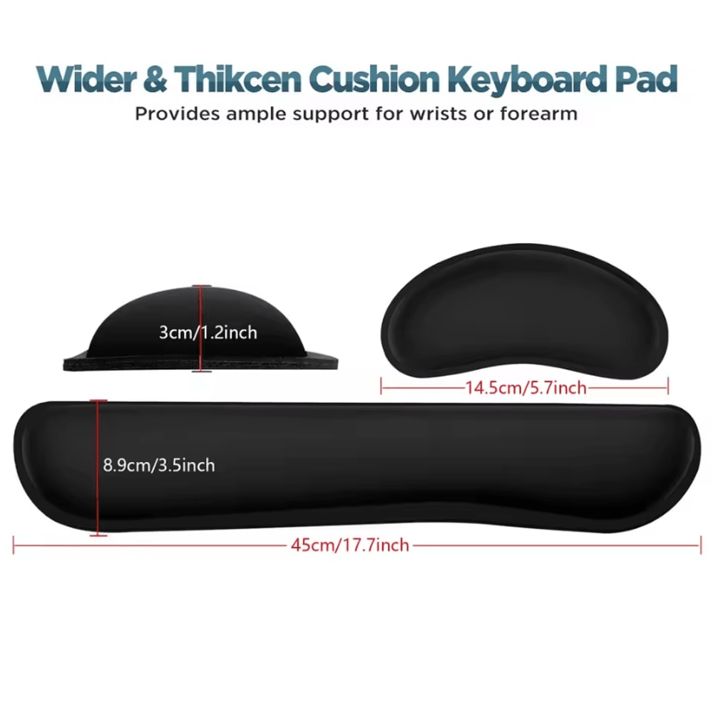 2Pcs Keyboard And Mouse Wrist Rest Set With Silky Gel Memory Foam For Ergonomic Comfort 5