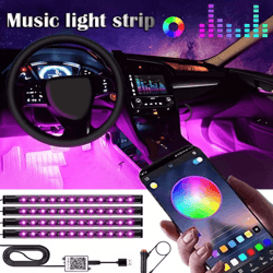 led car music light strip smart bluetooth rgb usb interior atmosphere lighting for vehicle